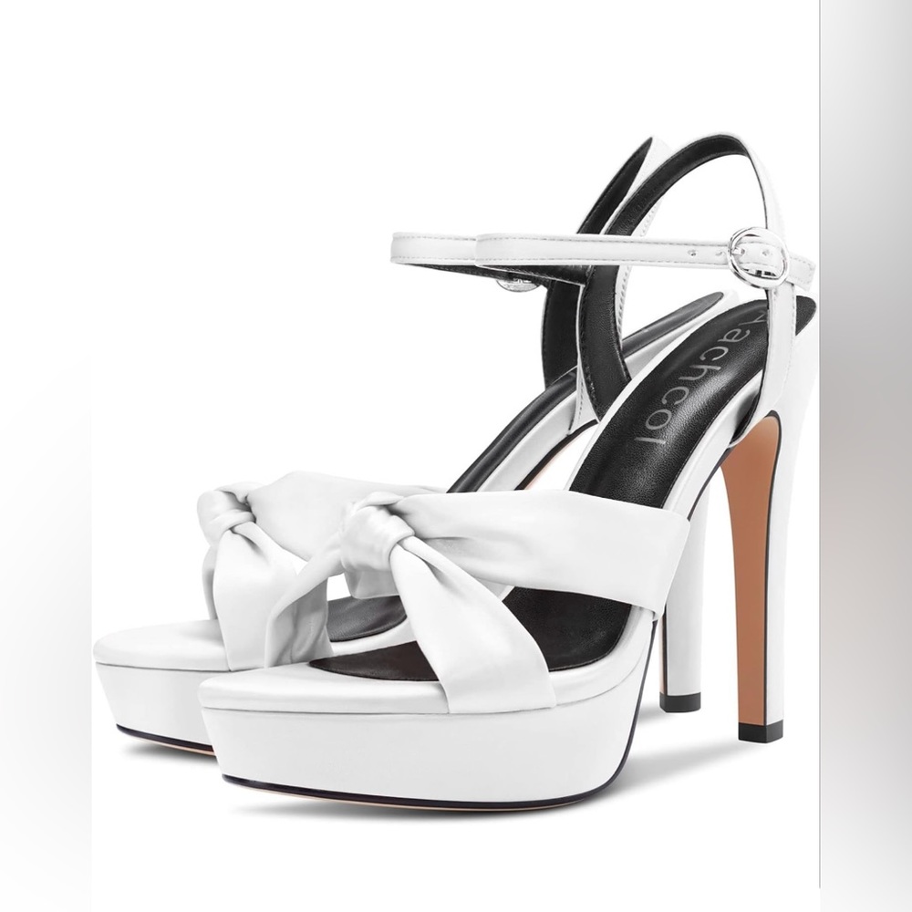 Aachcol Women Platform Peep Open Toe Ankle Strap Slingback Stiletto High Heels